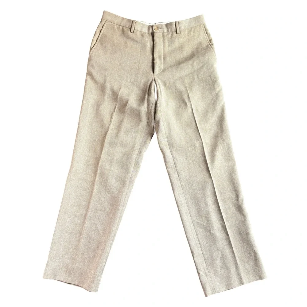 Giorgio Armani Mens Dress Pants 34 Tan Silk Blend Made in Italy Luxury Trousers